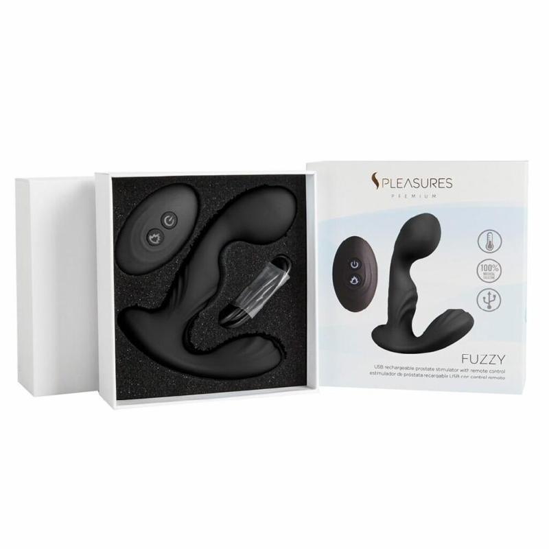 Вібромасажер простати S Pleasures Premium FUZZY, чорний, з рельєфом, 10 режимів вібрації