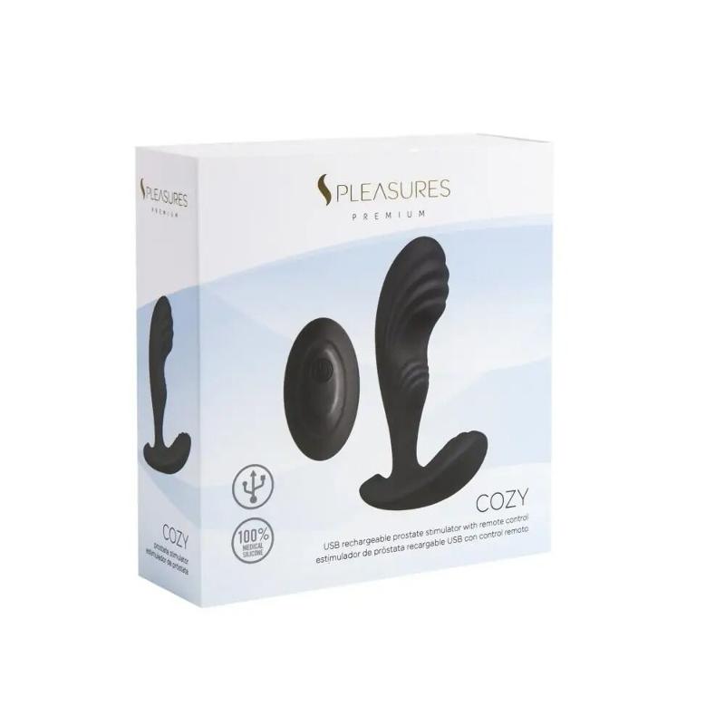 Вібромасажер простати S Pleasures Premium Cozy, чорний, з рельєфною головкою, 10 режимів