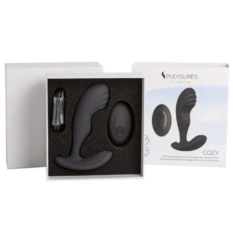 Вібромасажер простати S Pleasures Premium Cozy, чорний, з рельєфною головкою, 10 режимів
