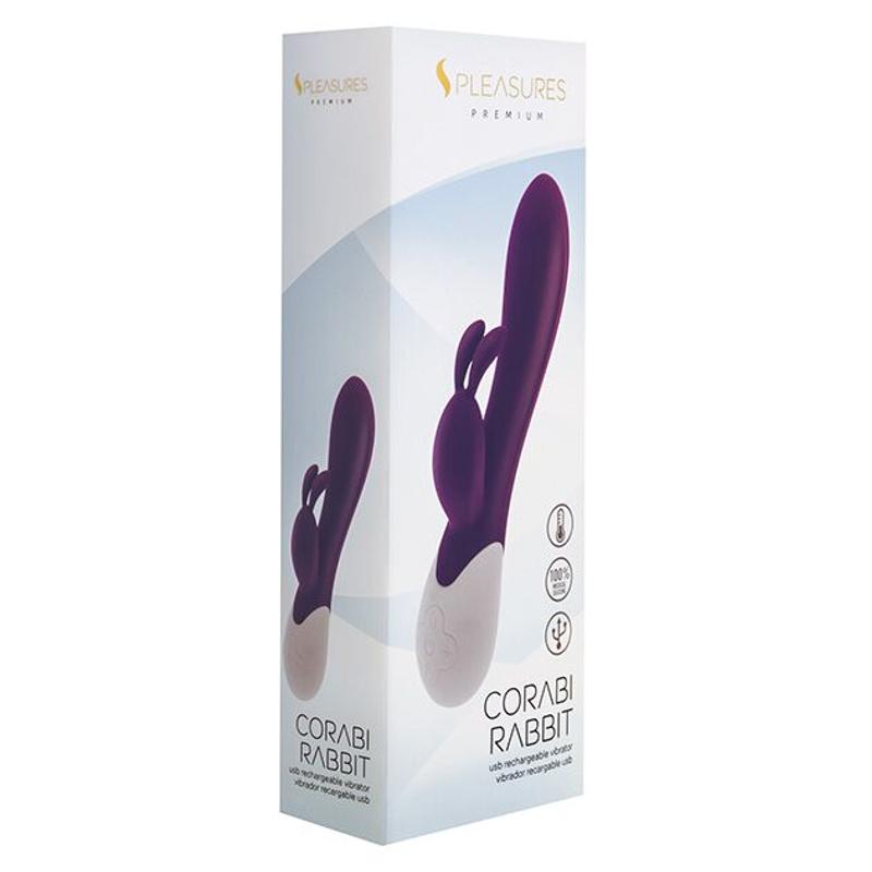 Вібратор-кролик S Pleasures Premium Corabi Rabbit, фіолетовий, вушка для клітора, 16 режимів, нагрів