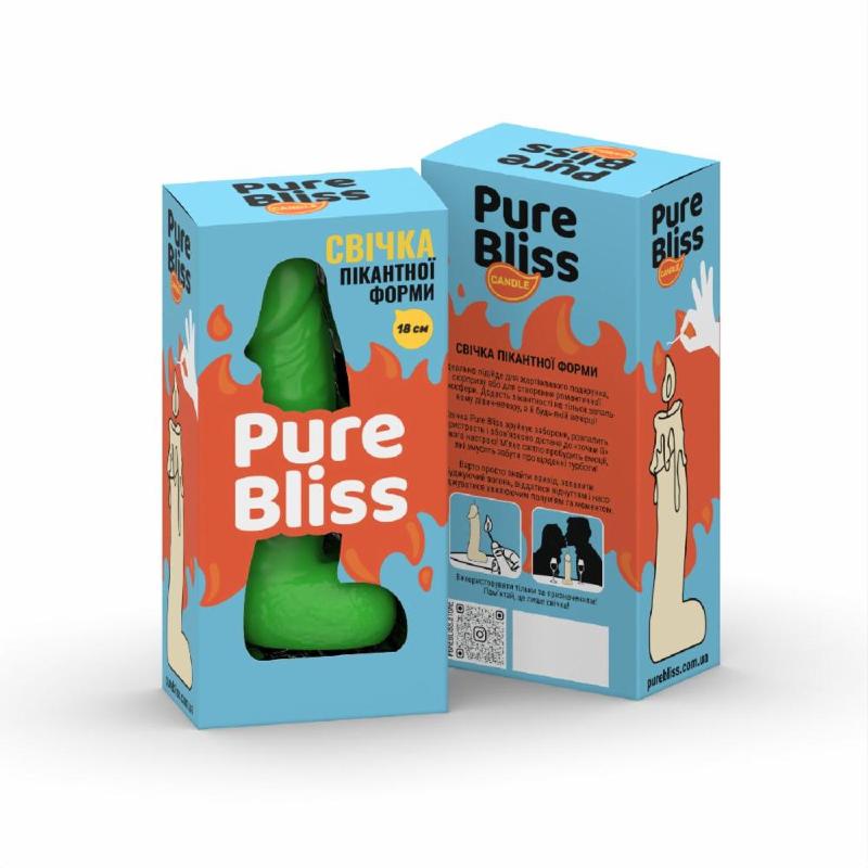 Свічка у вигляді члена Pure Bliss BIG Green 18 см