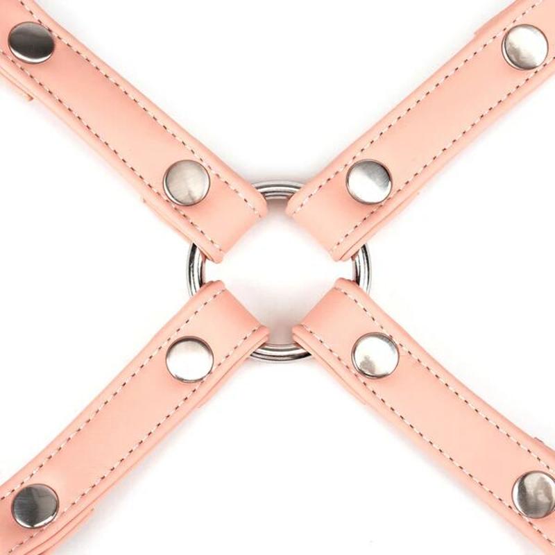 Хрестовина для фіксації Liebe Seele Dark Candy Pink Hogtie, з кільцем, 4 карабіни