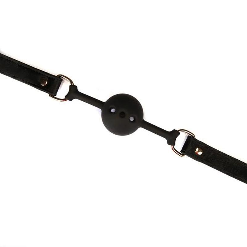Повітропроникний кляп Liebe Seele Boudoir Amor Ball Gag Black, силіконова кулька, діаметр 4,3 см