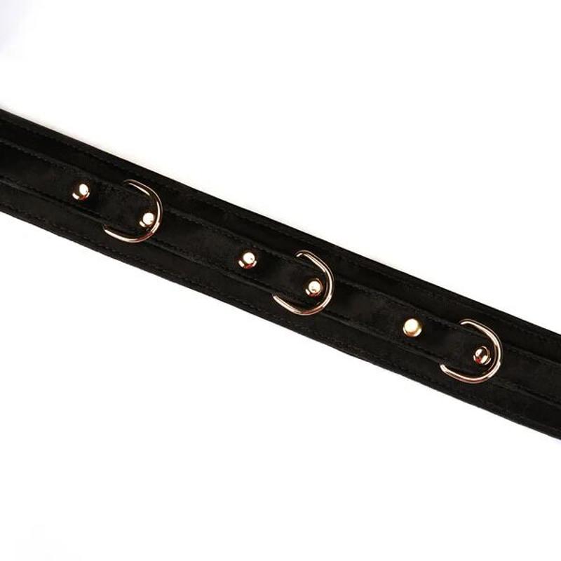 Нашийник з повідцем Liebe Seele Boudoir Amor Collar with Leash Black, три кільця