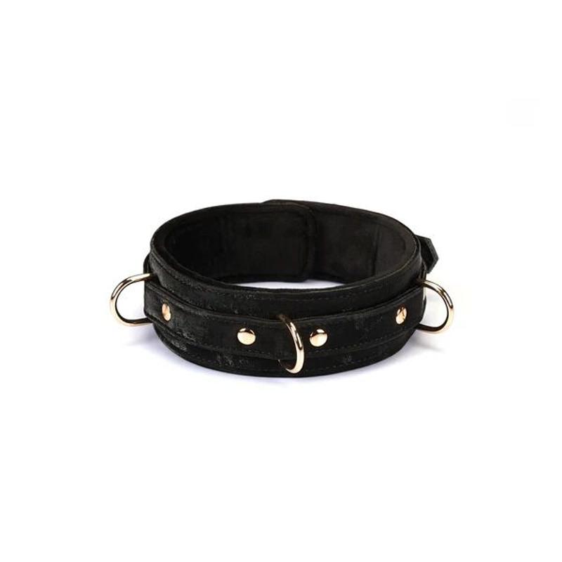 Нашийник з повідцем Liebe Seele Boudoir Amor Collar with Leash Black, три кільця