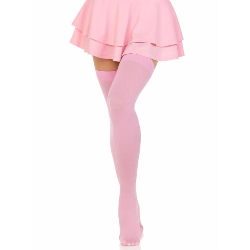 Щільні непрозорі панчохи Leg Avenue Opaque Nylon Thigh Highs Pink, One Size
