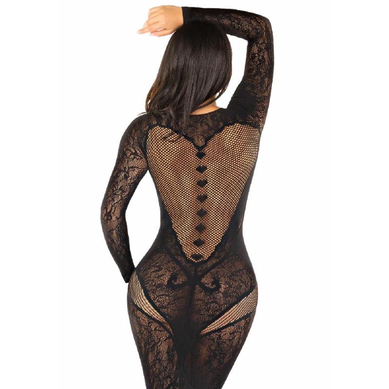 Сукня з довгим рукавом Leg Avenue Lace and Net Bodycon Gown One Size, Black