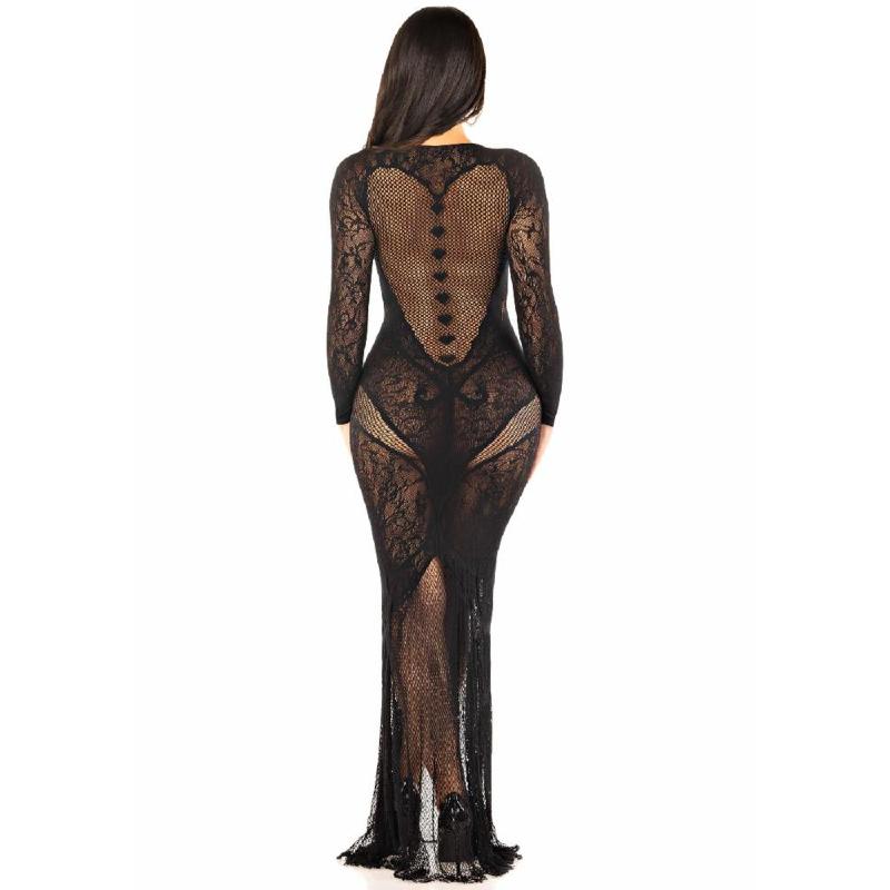 Сукня з довгим рукавом Leg Avenue Lace and Net Bodycon Gown One Size, Black