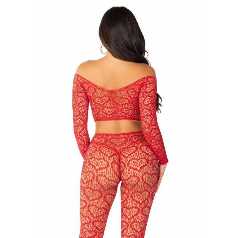 Комплект топ і легінси Leg Avenue Off The Shoulder, One Size, Red, довгий рукав