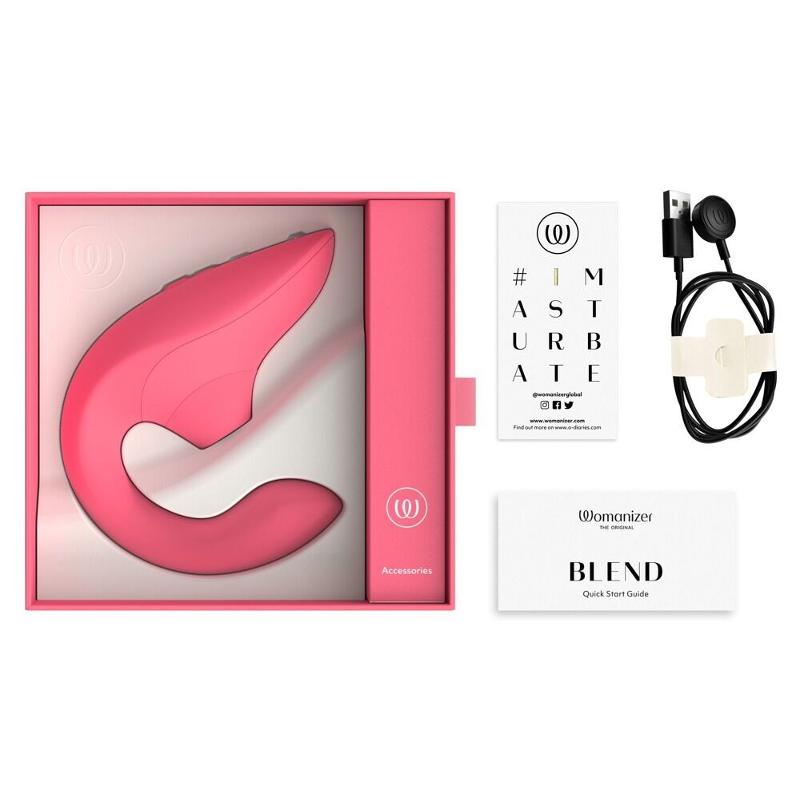 Вагінально-кліторальний стимулятор Womanizer Blend Vibrant Rose, вібрація + вакуум, 2 мотори