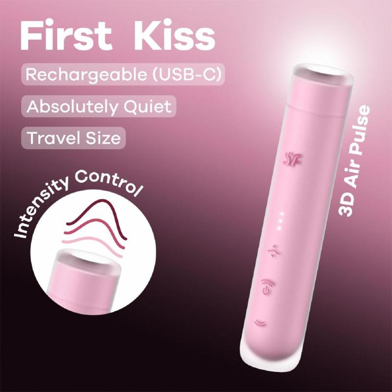 Вакуумний стимулятор Satisfyer First Kiss, технологія 3D Air Pulse, 30 режимів, подвійний силікон