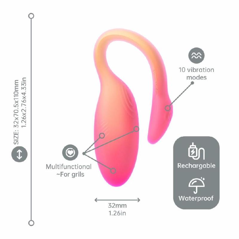 Смарт-віброяйце Magic Motion Flamingo Max Orange 2 в 1: віброяйце та тренажер Кегеля, 10 режимів