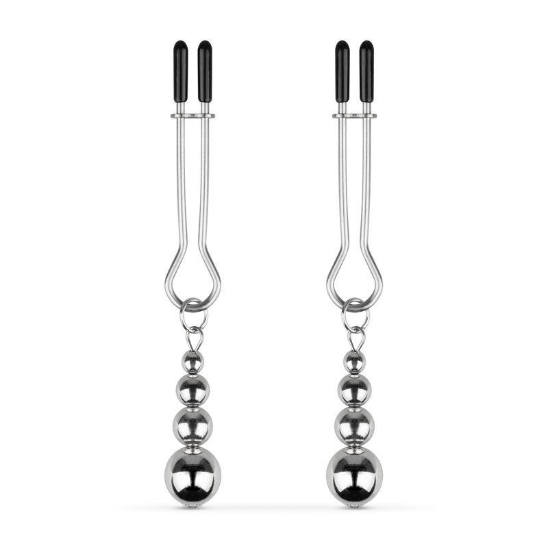 Затискачі для сосків Bedroom Fantasies: Nipple Clamps with Beaded Chain - Silver - зображення 1