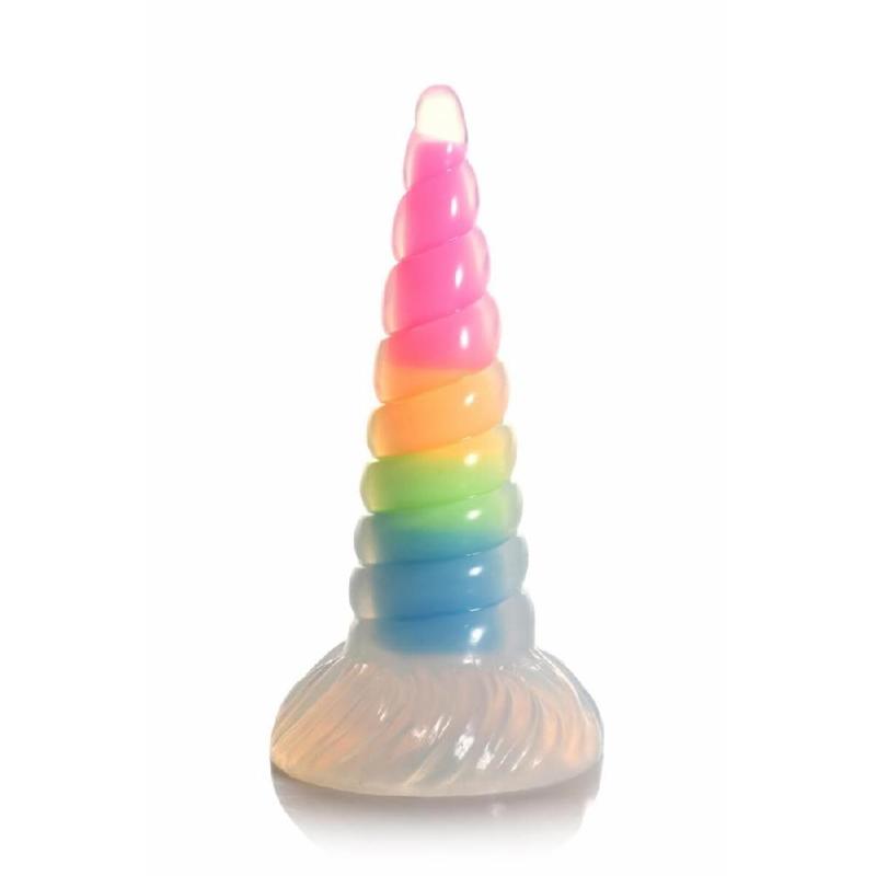 Фентезійний фалоімітатор Creature Cocks Luminescent Rainbow Silicone Dildo, світиться в темряві, 19,6 см - зображення 1