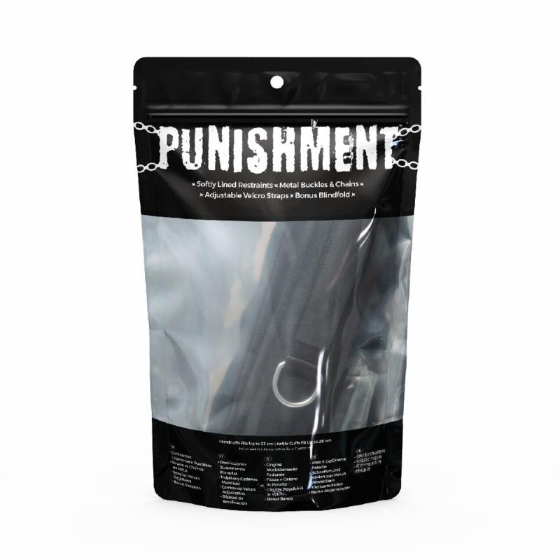 Хрестовина Punishment – Hog-Tie – Black, наручники + поножі на ланцюжку