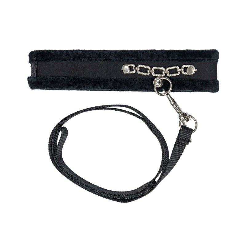 Нашийник із повідцем Punishment - Crystal Collar & Leash - Black - зображення 1