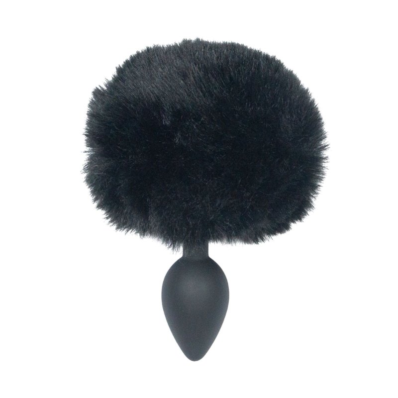 Анальна пробка з хвостом Punishment - Bunny Tail Silicone Anal Plug - Black - зображення 1