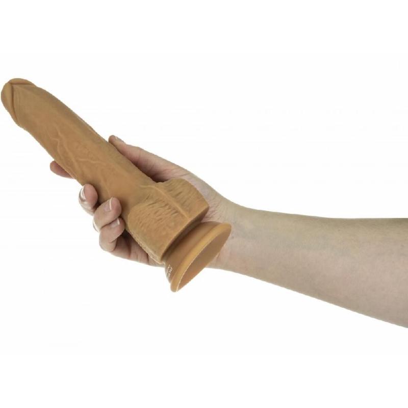 Фалоімітатор з пульсацією Naked ADDICTION Dominic 9″ Caramel, пульт ДК, діаметр 4,2 см