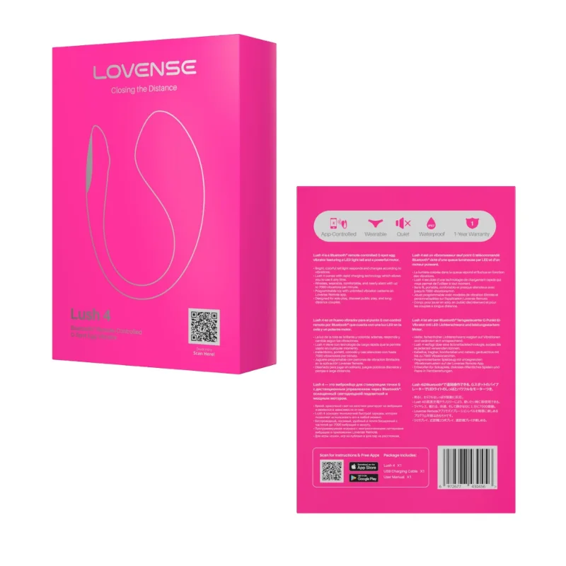 Смарт-віброяйце Lovense Lush 4, дуже потужне, швидке заряджання, LED-підсвічування