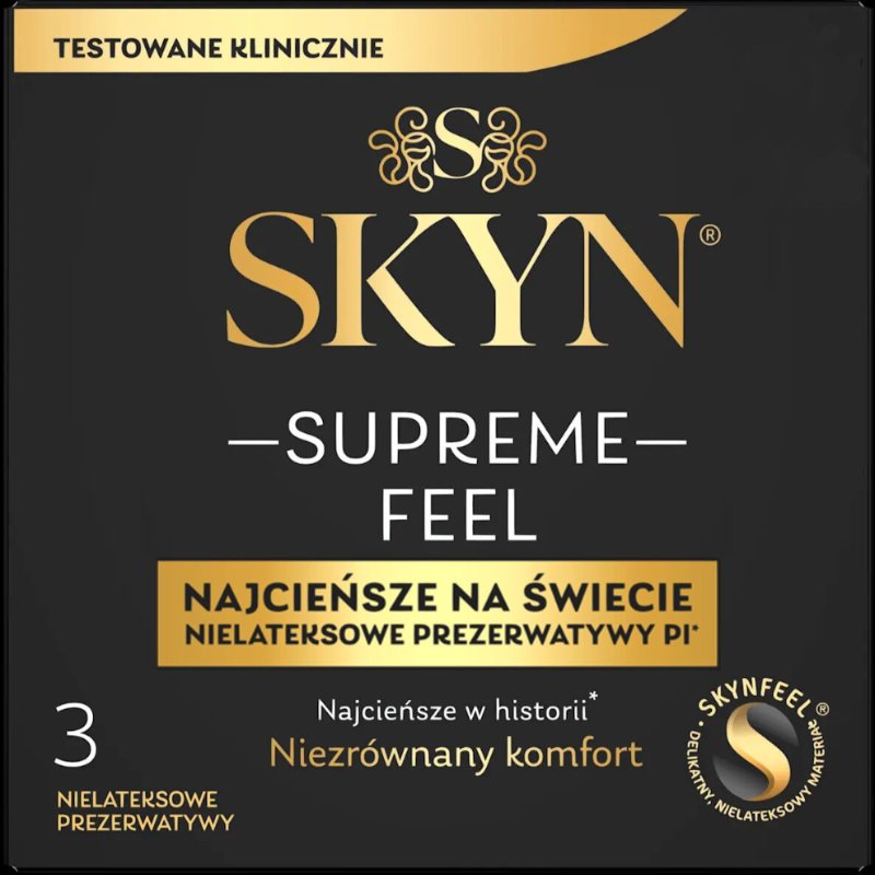 Ультратонкі безлатексні презервативи SKYN Supreme Feel 3 шт, 0,035 мм, природна текстура шкіри