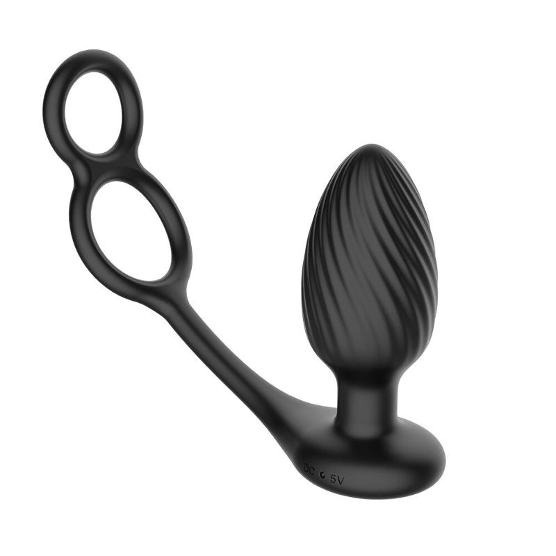 Анальна вібропробка Nexus Tornado Cock and Ball Ring обертання+вібрація, ерекційне кільце, пульт - зображення 1