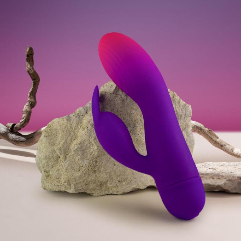 Вібратор-кролик Rocks Off Glo Girl – Rabbit, 2 мотори, 10 режимів, на батарейках