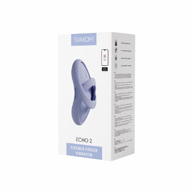 Смарт-вібратор для клітора Svakom Echo 2 Sky Blue, підігрів до 38 °C, знімна насадка на палець