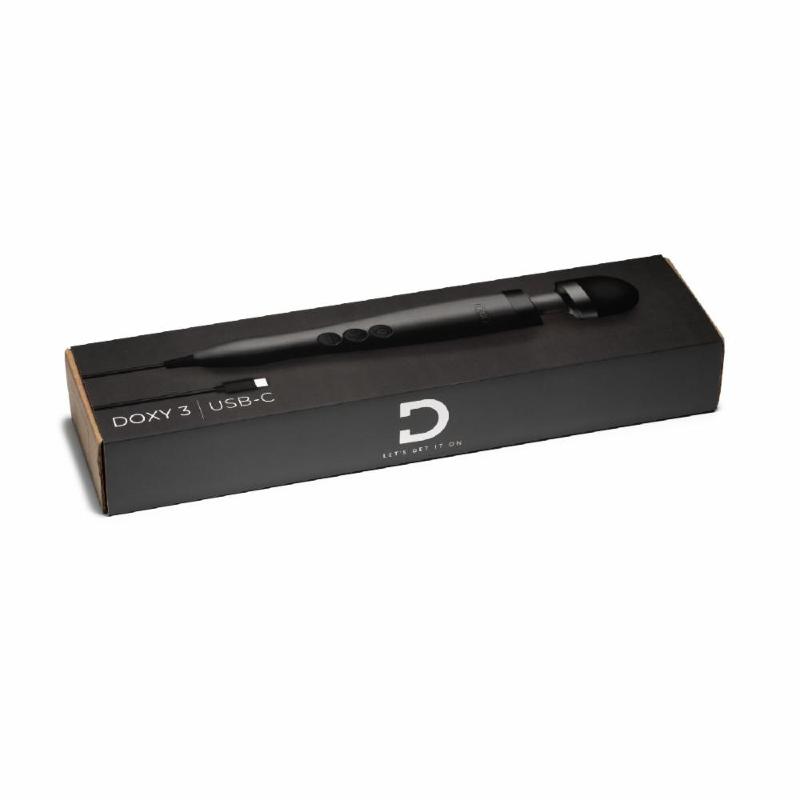 Вібромасажер DOXY3 USB-C Massager MATTE BLACK, кабель USB-C, регульована інтенсивність, компактний