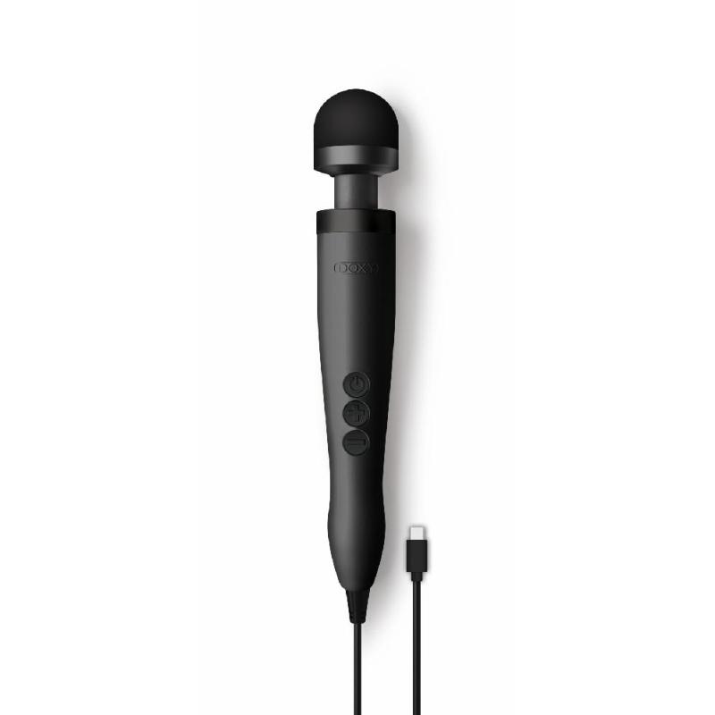 Вібромасажер DOXY3 USB-C Massager MATTE BLACK, кабель USB-C, регульована інтенсивність, компактний