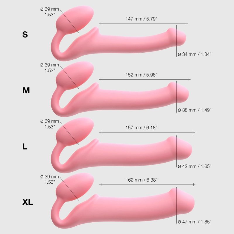 Безремінний страпон Strap-On-Me Rose XL, повністю регульований, діаметр 4,5 см