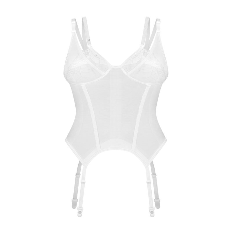 Корсет Obsessive Arrowel White corset S/M, з підв’язками для панчіх