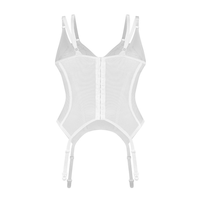 Корсет Obsessive Arrowel White corset L/XL, з підв’язками для панчіх