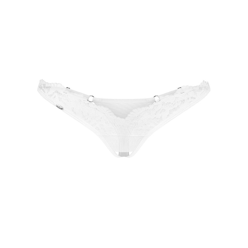 Трусики-стрінги з мереживом Obsessive Arrowel White crotchless thong 2XL/3XL