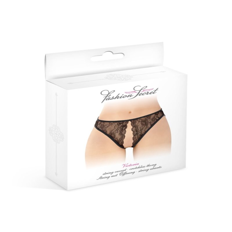 Трусики з відкритим доступом Fashion Secret Victoria Black, мереживо