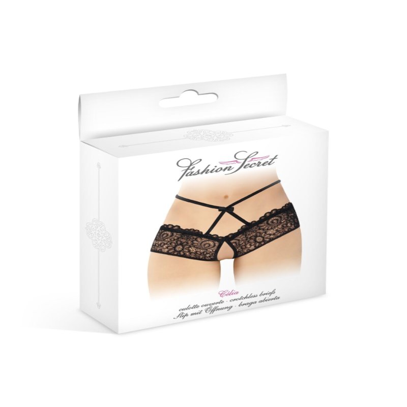 Трусики з відкритим доступом Fashion Secret Celia Black, лямки на талії