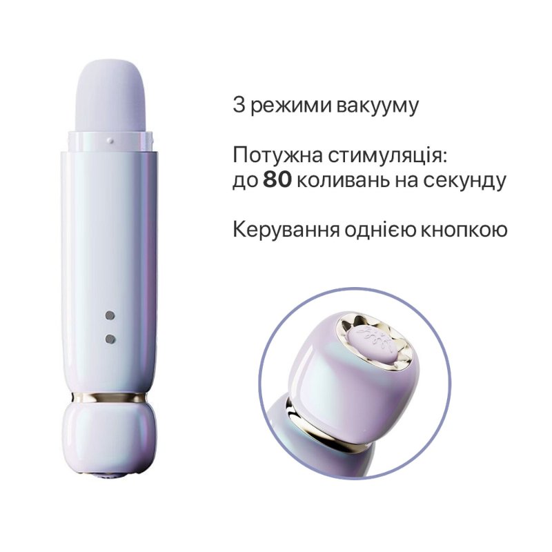 Вакуумний кліторальний стимулятор Zalo Lia Lavender Purple, 3 насадки, 3 режими, різна інтенсивність