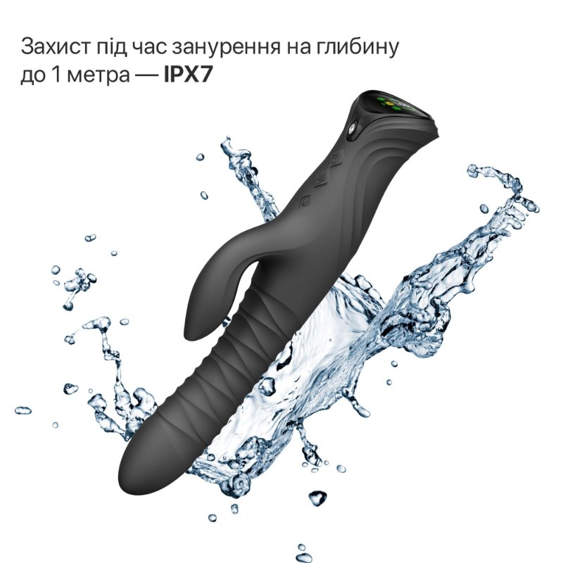 Смарт пульсатор-кролик з вібрацією Zalo Mose 2 Obsidian Black, підігрів до 42 °C, кристал Swarovski
