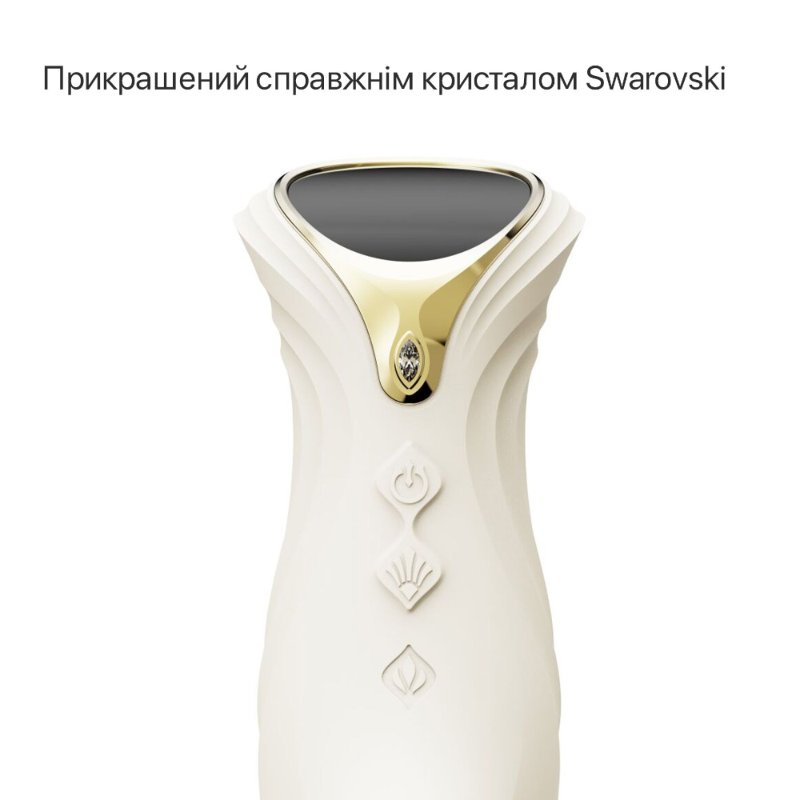 Смарт пульсатор-кролик з вібрацією Zalo Mose 2 Ivory White, підігрів до 42 °C, кристал Swarovski