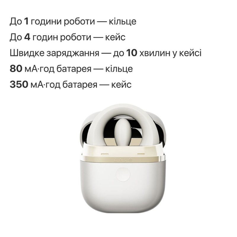 Ерекційне смарт-віброкільце Zalo Apis Ivory White, до 4 годин роботи, зарядний кейс