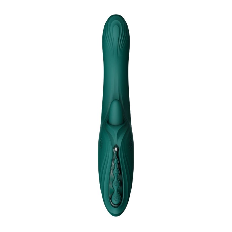 Смарт-вібратор Zalo Ares Turquoise Green, підігрів, 3 мотори, язичок для клітора, стимуляція точки G