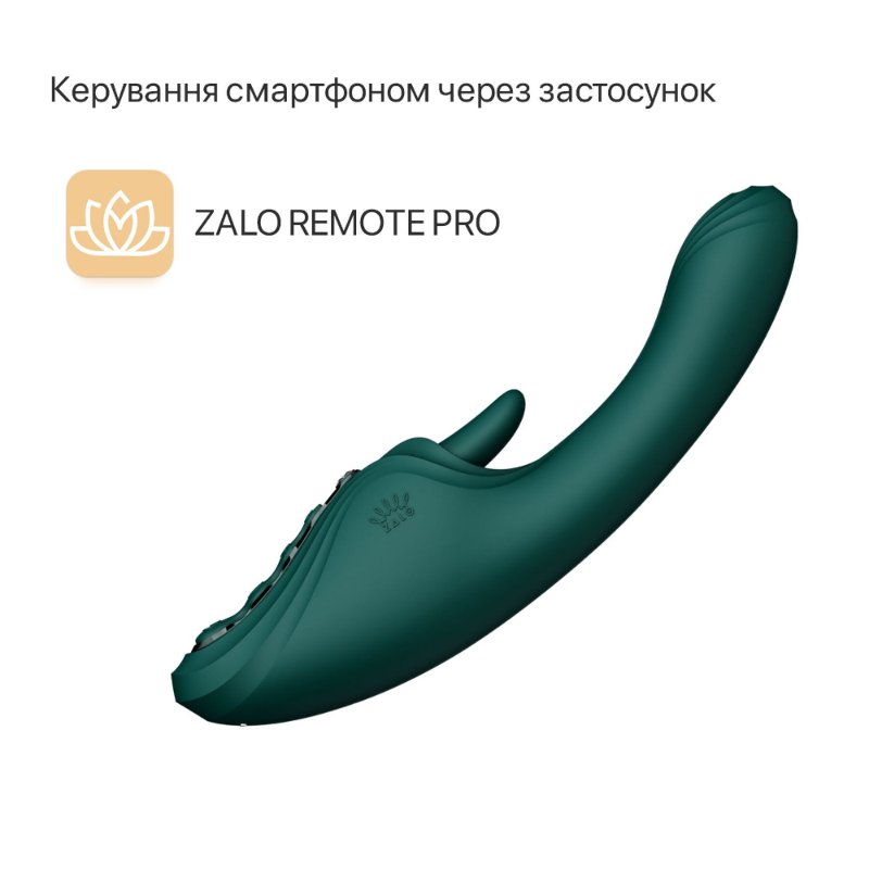 Смарт-вібратор Zalo Ares Turquoise Green, підігрів, 3 мотори, язичок для клітора, стимуляція точки G