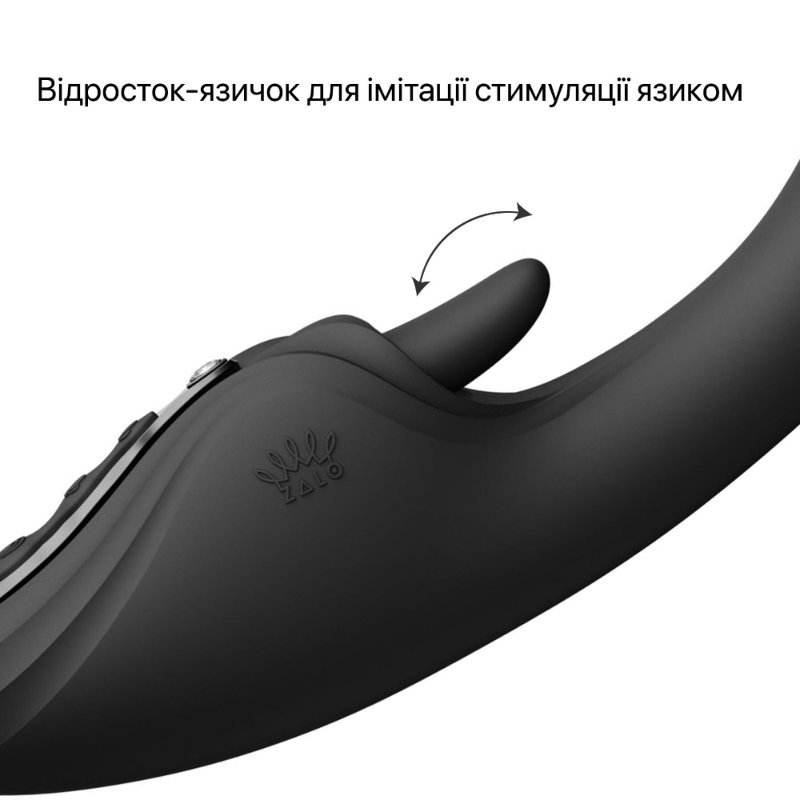 Смарт-вібратор Zalo Ares Obsidian Black, підігрів, 3 мотори, язичок для клітора, стимуляція точки G