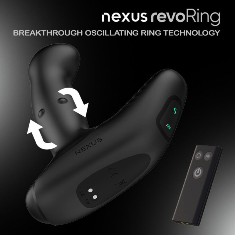 Масажер простати Nexus Revo Ring, ротація, вібрація та масаж рухомим кільцем, пульт ДК