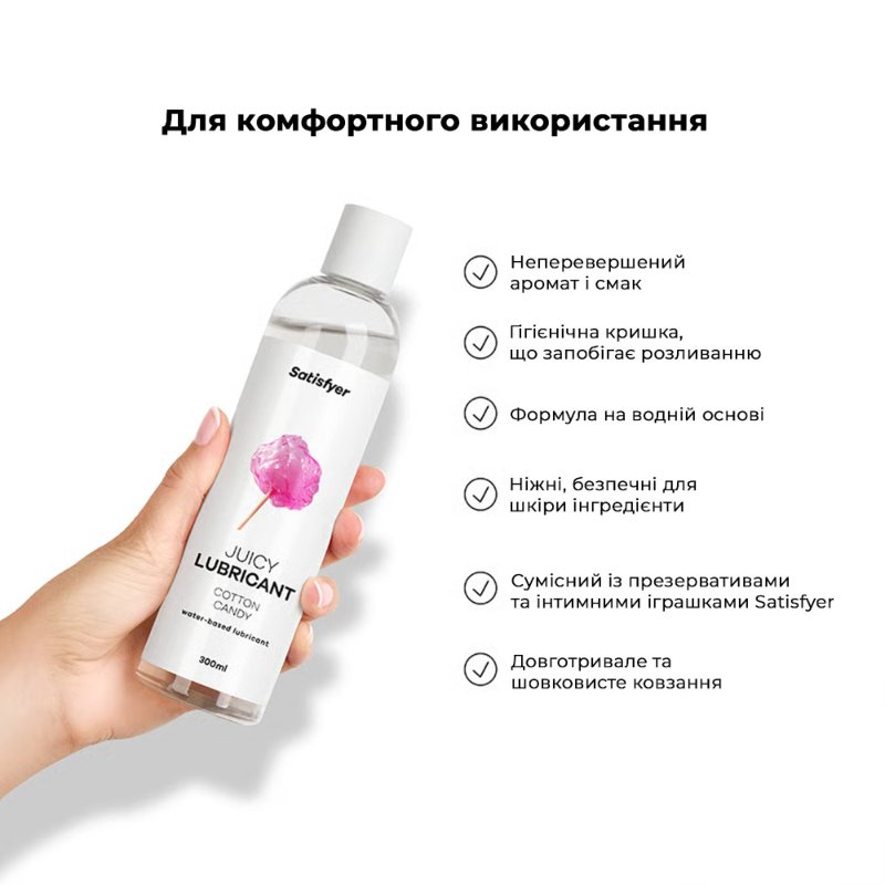 Лубрикант на водній основі Satisfyer Juicy Lubricant Cotton Candy water based 300 мл
