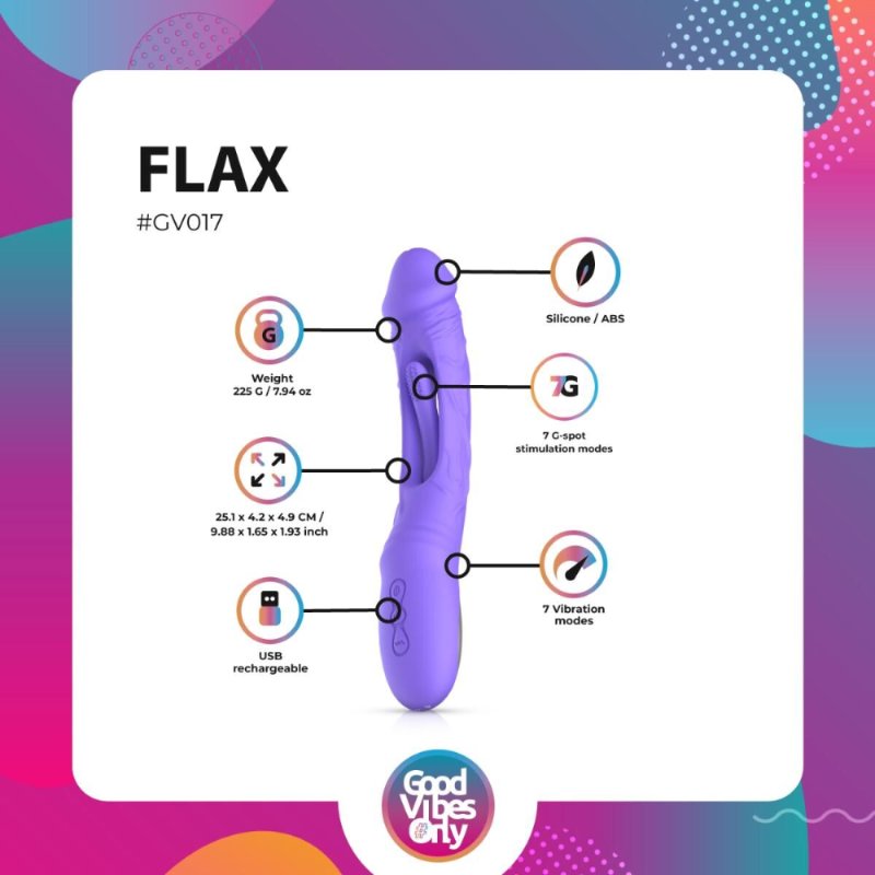 Вібратор точки G з вагінальним відростком Good Vibes Only – Flax Vibrating Dildo with G-Spot Stimulator