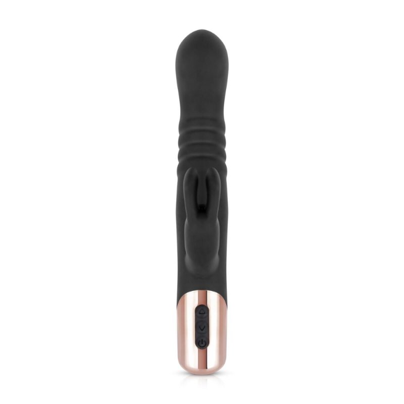 Вібратор-кролик Rosy Gold - Rabbit Vibrator with thrusting function - Black