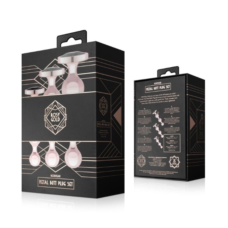 Набір анальних іграшок Rosy Gold - Metal Butt Plug Set 3 Pieces