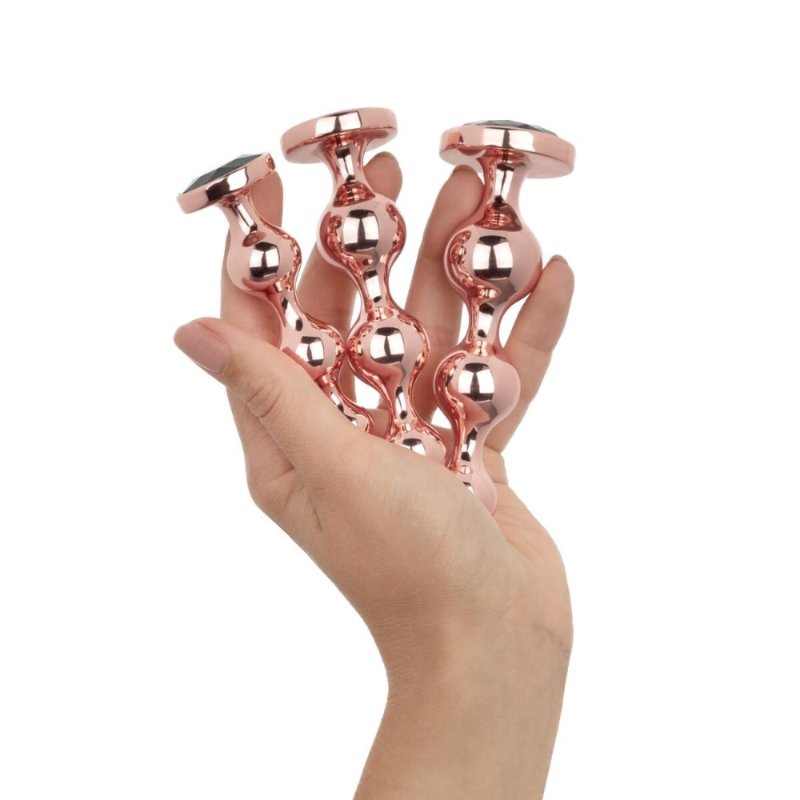 Набір анальних іграшок Rosy Gold - Metal Butt Plug Set 3 Pieces