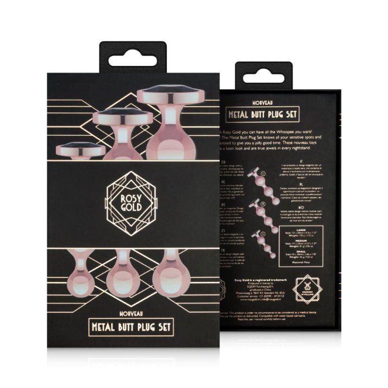 Набір анальних іграшок Rosy Gold - Metal Butt Plug Set 3 Pieces