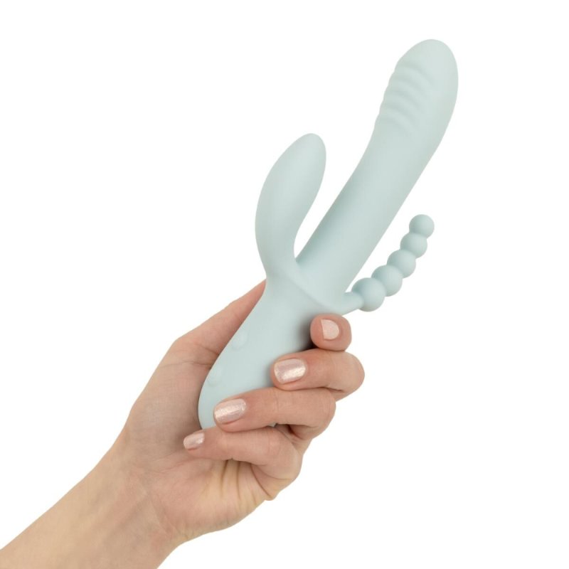 Потрійний вібратор Good Vibes Only – SAGE Triple Stimulation Vibe Soft Silicone – Blue, манливий рух